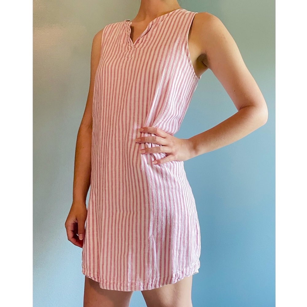 Mid-thigh pink/white stripped dress
